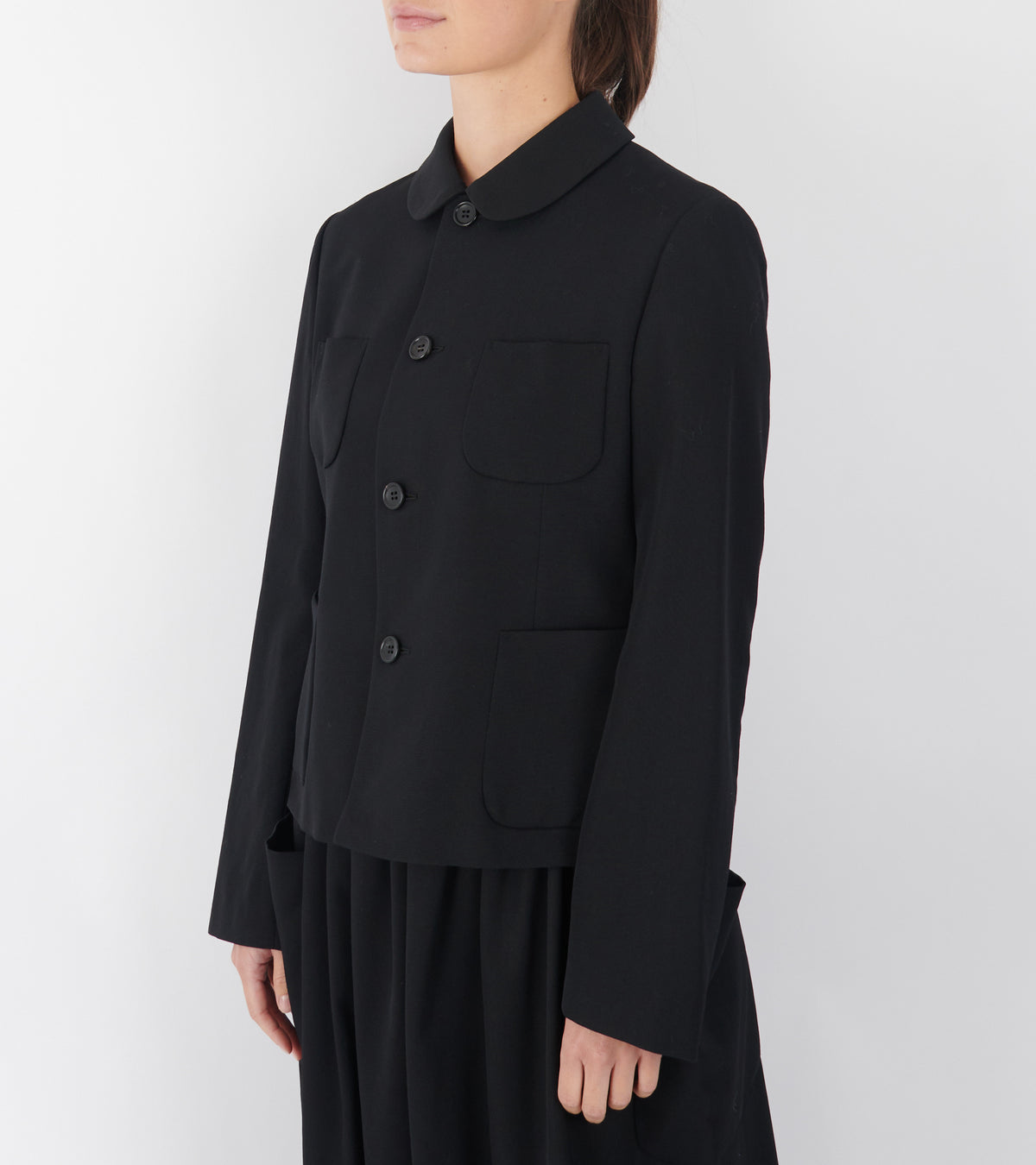 Round Collar Blazer Black