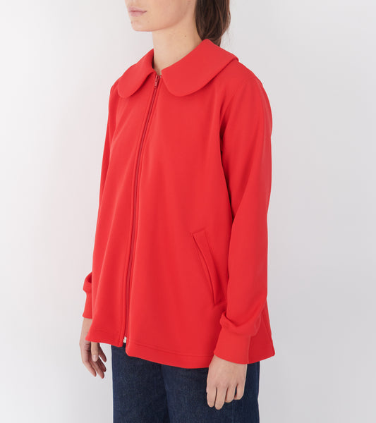 Round Collar Zipper Red