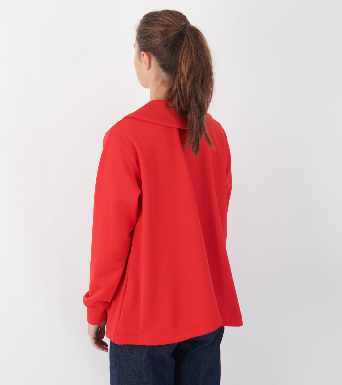 Round Collar Zipper Red