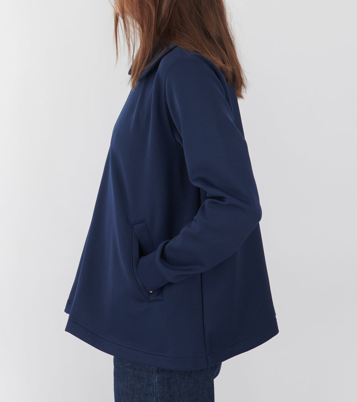 Round Collar Zipper Navy