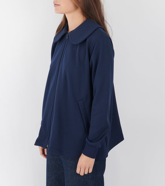 Round Collar Zipper Navy