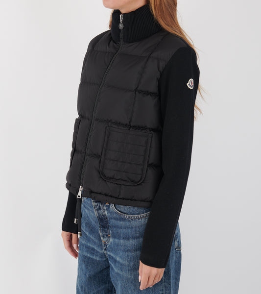 Quilted Knit Cardigan Black