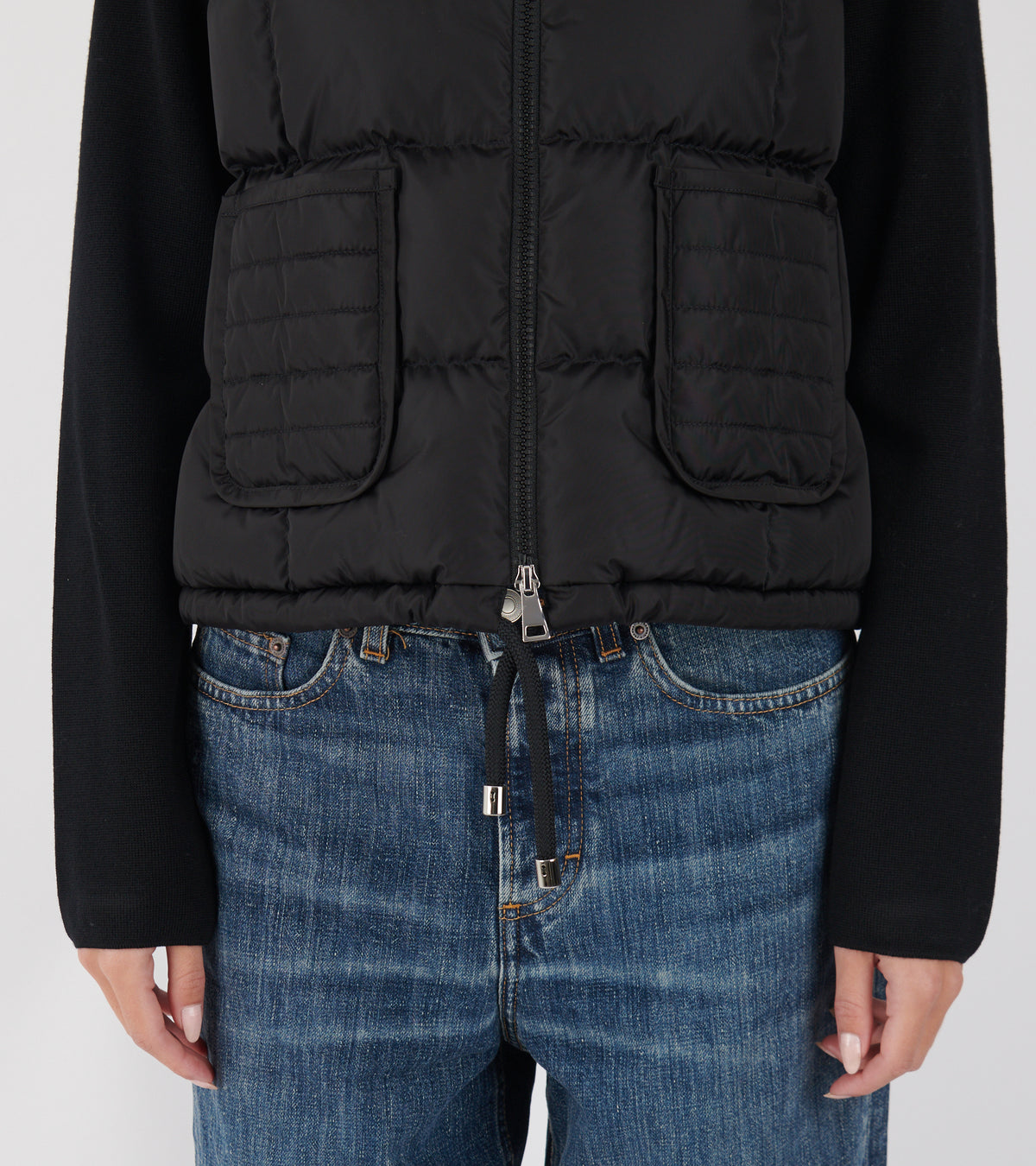 Quilted Knit Cardigan Black