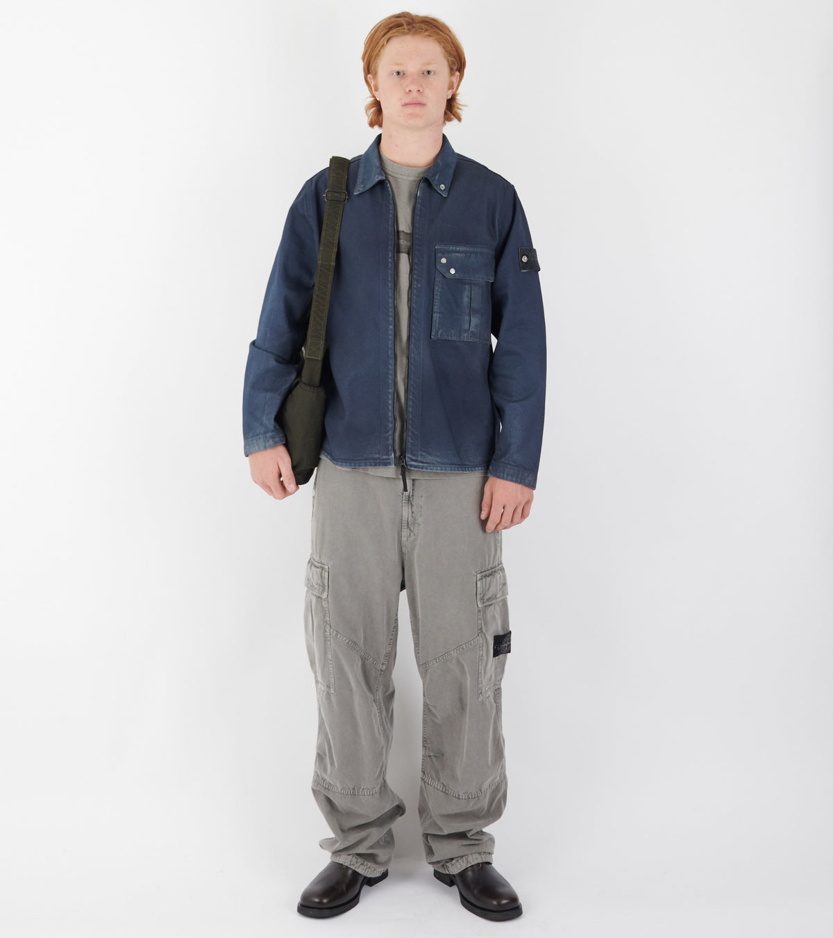 Coated Denim Overshirt Blue