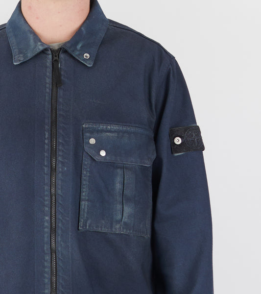 Coated Denim Overshirt Blue