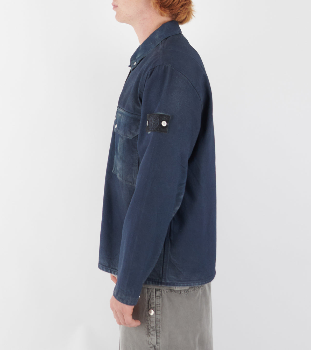 Coated Denim Overshirt Blue