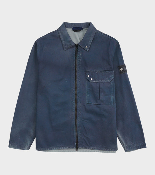 Coated Denim Overshirt Blue