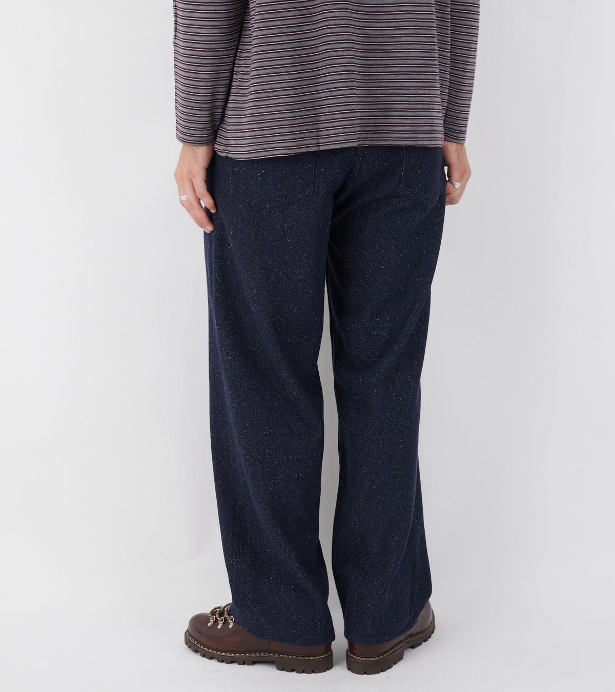 Silk Nep Denim 5P Wide Pants Dark Blue