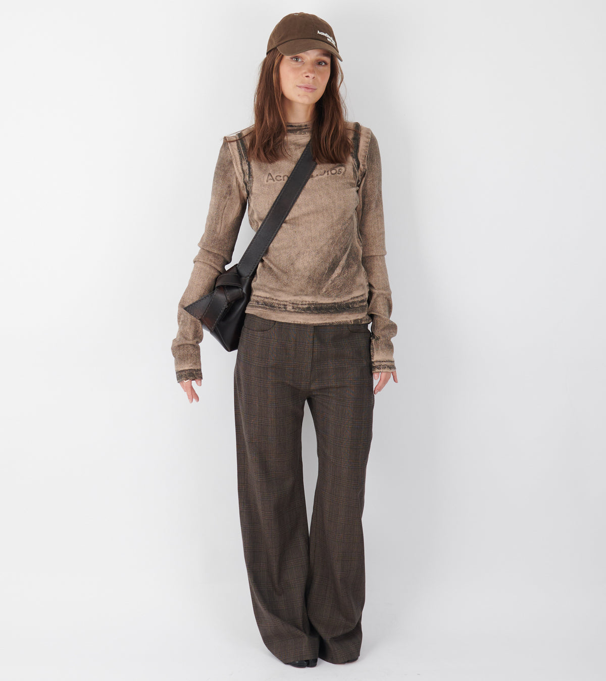 Tailored Wool Check Trousers Brown/Black