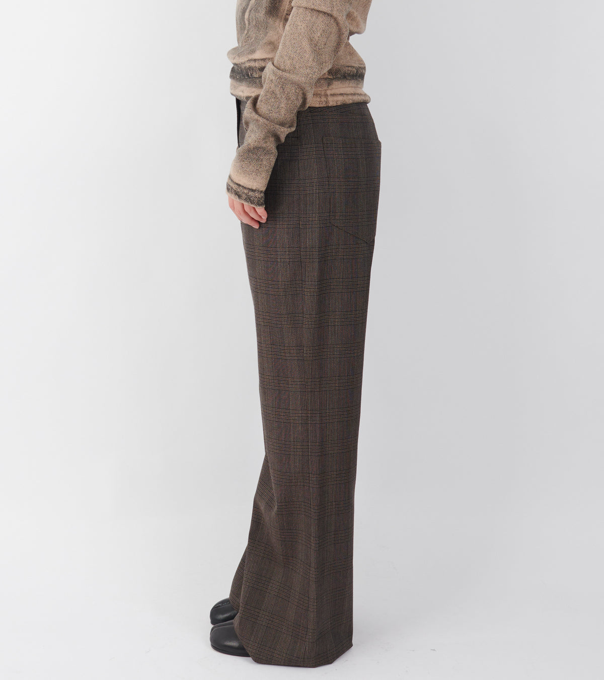 Tailored Wool Check Trousers Brown/Black