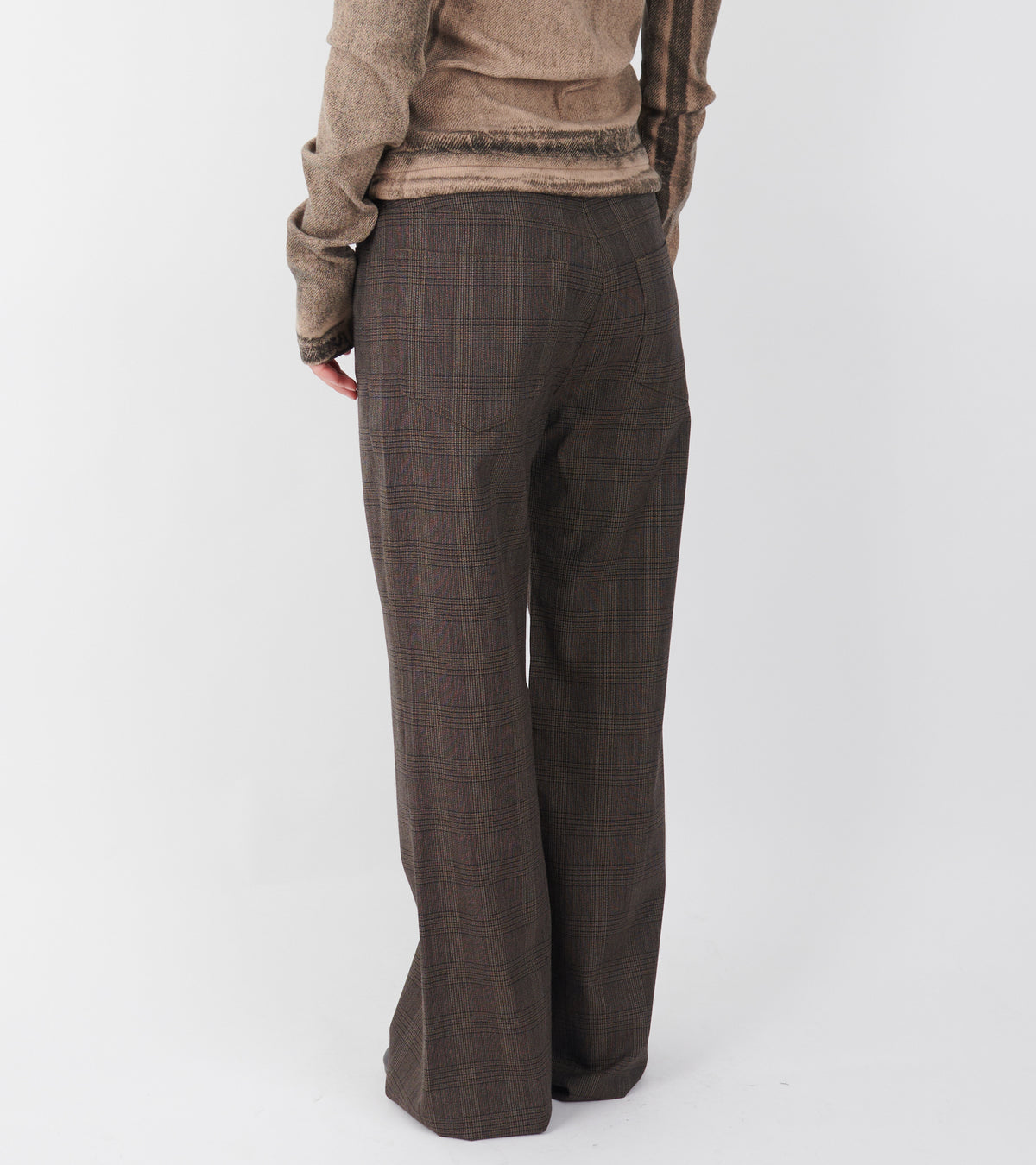 Tailored Wool Check Trousers Brown/Black