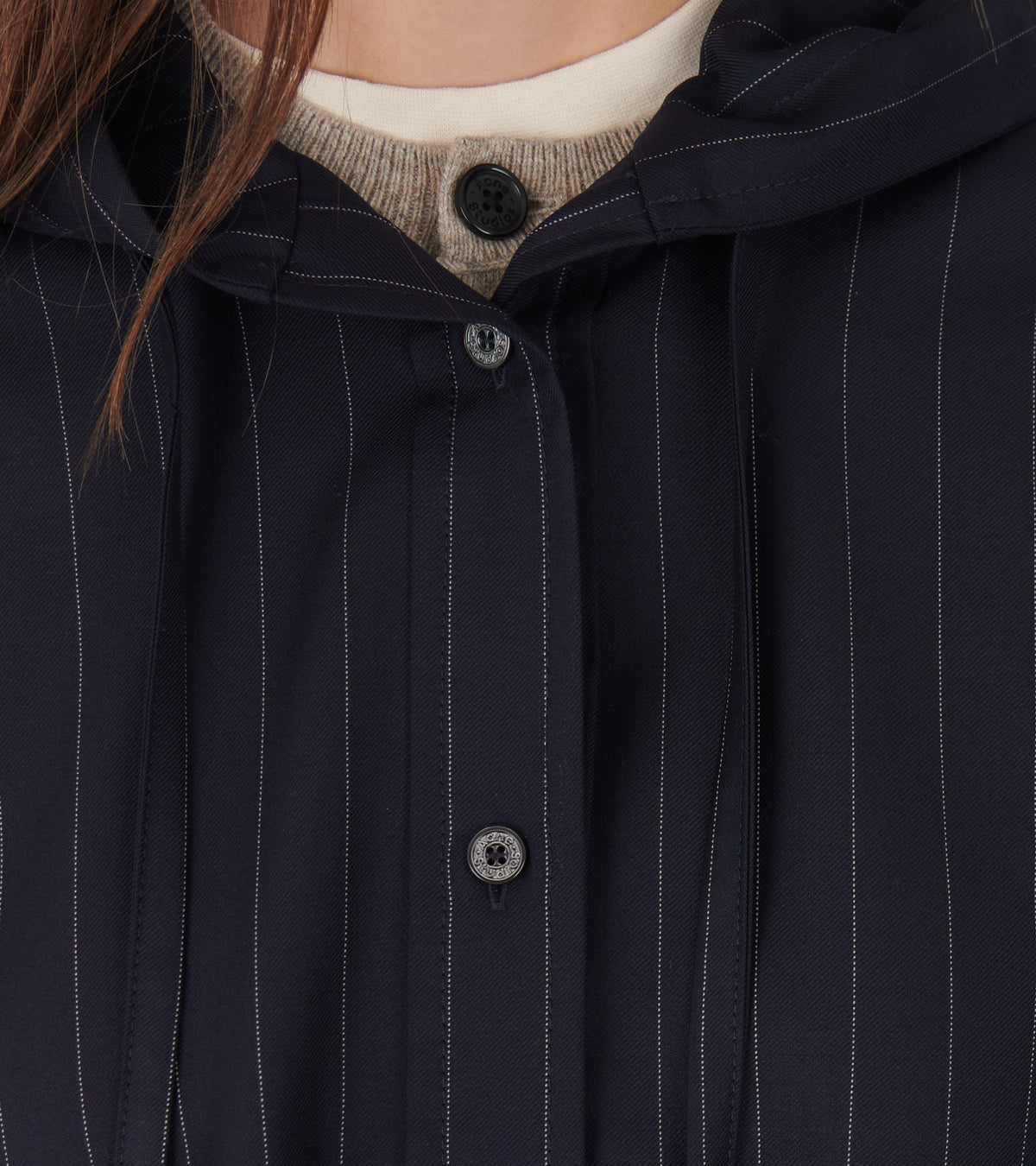 Button-Up Wool Overshirt Navy Blue