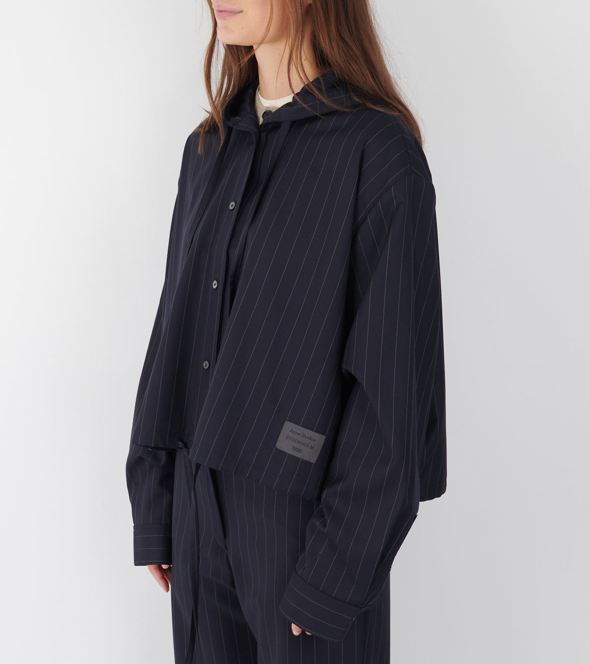 Button-Up Wool Overshirt Navy Blue