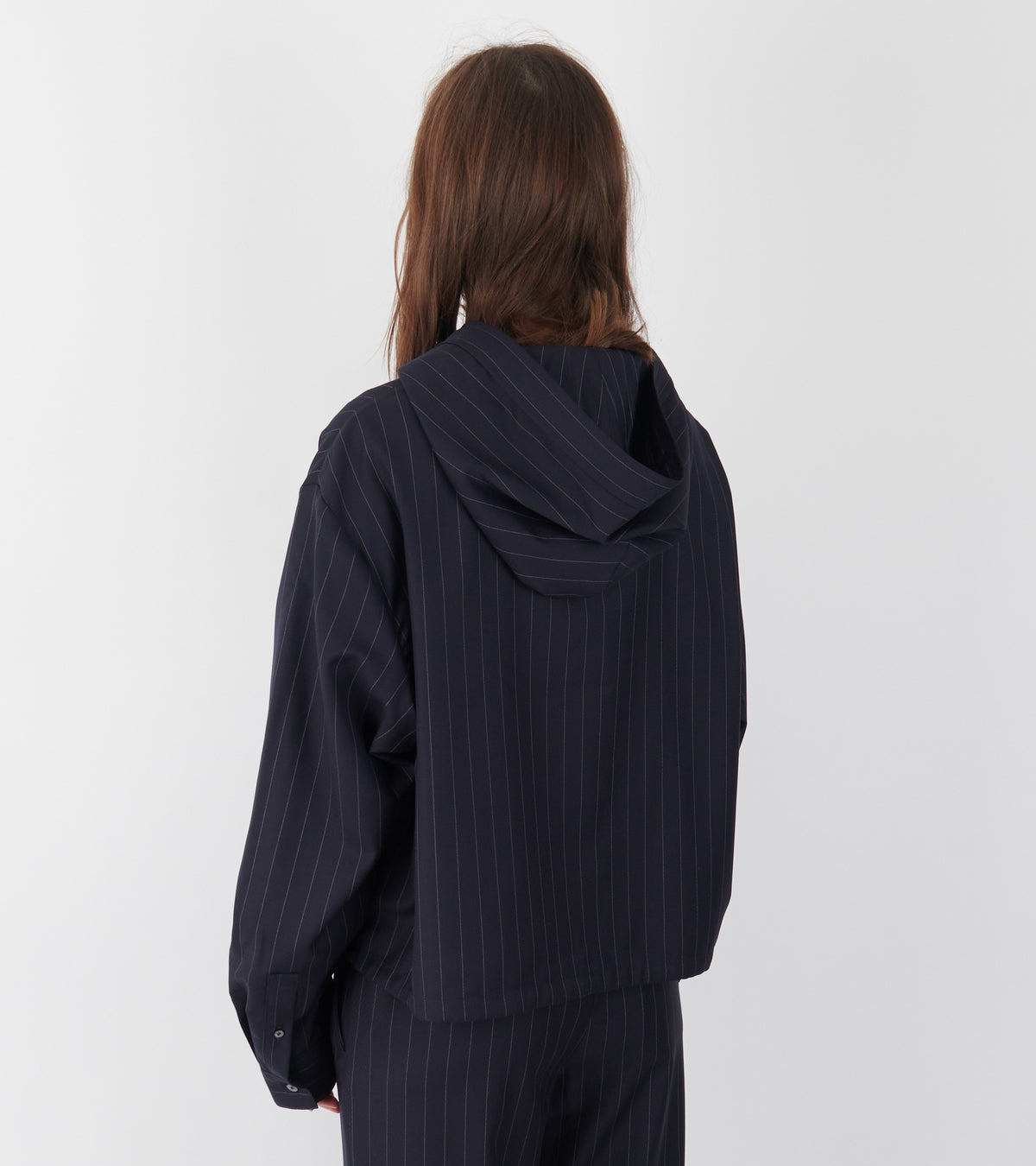 Button-Up Wool Overshirt Navy Blue