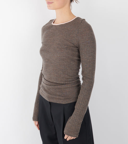 101 Wool Rib Contrast Brown/Rose