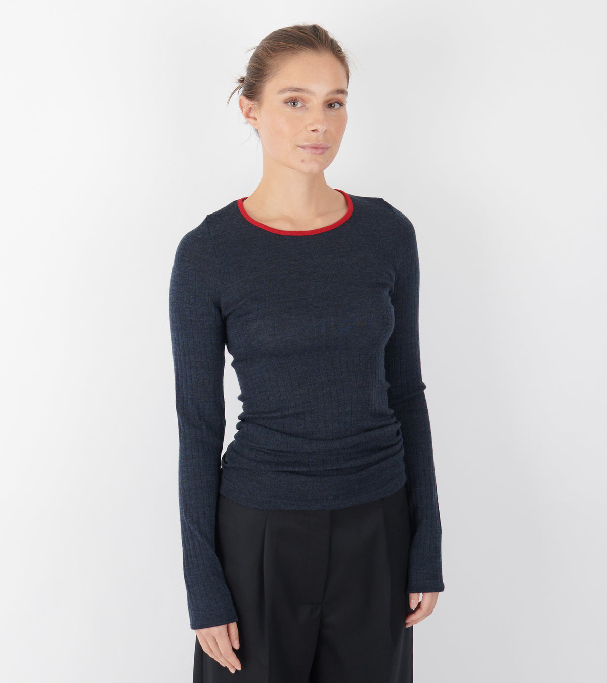 101  Wool Rib Kontrast Marine/Red