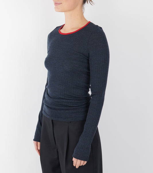 101 Wool Rib Contrast Navy/Red