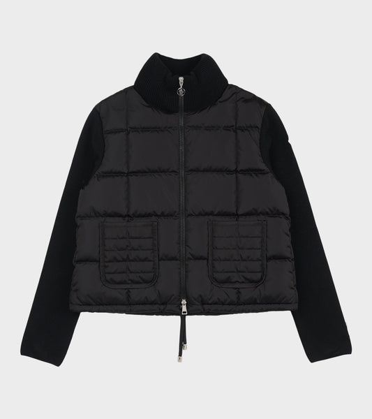 Quilted Knit Cardigan Black