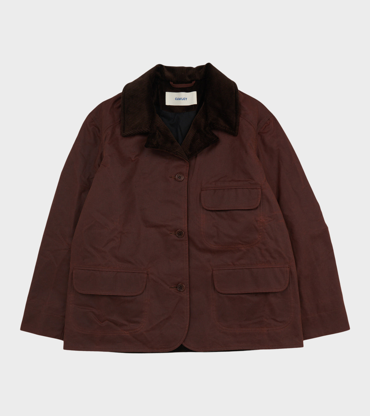 British Waxed Oilskin/Cord Hunter Jacket Chestnut/Chocolate