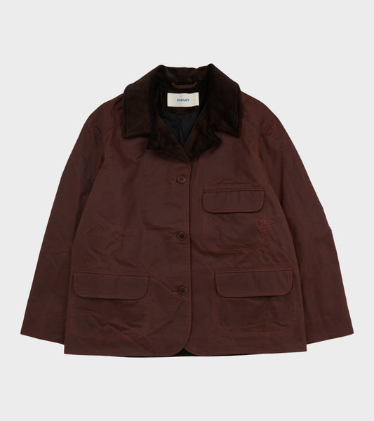 British Waxed Oilskin/Cord Hunter Jacket Chestnut/Chocolate