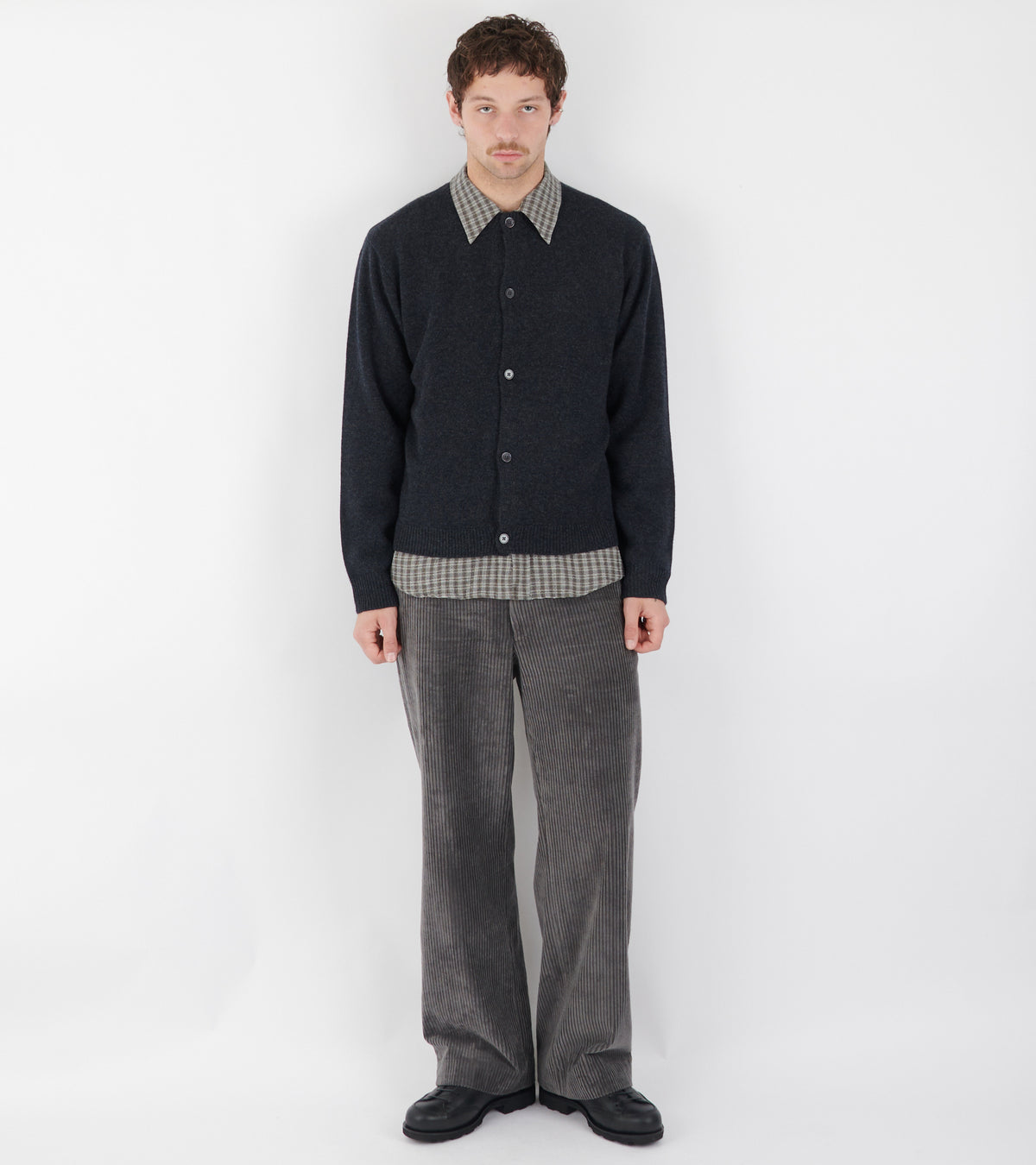 Cardigan Boiled Wool Charcoal