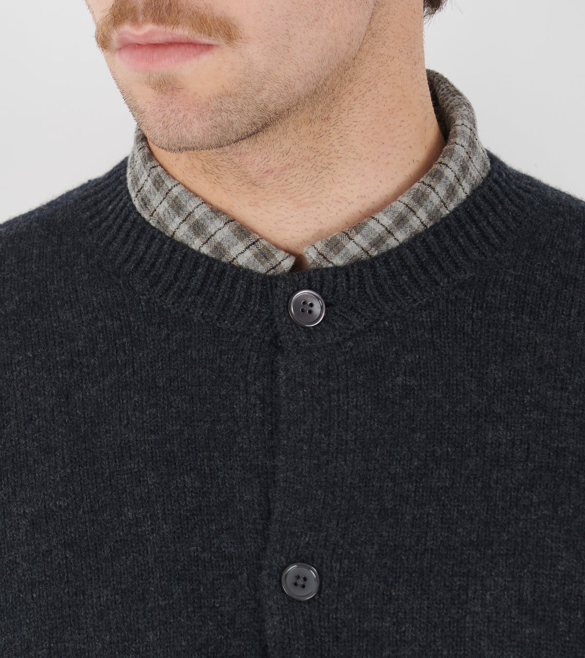 Cardigan Boiled Wool Charcoal