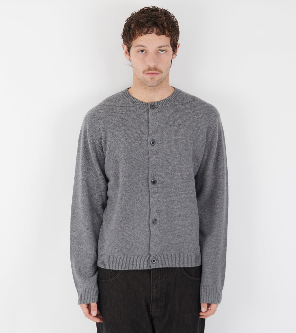 Cardigan Boiled Wool Light Grey
