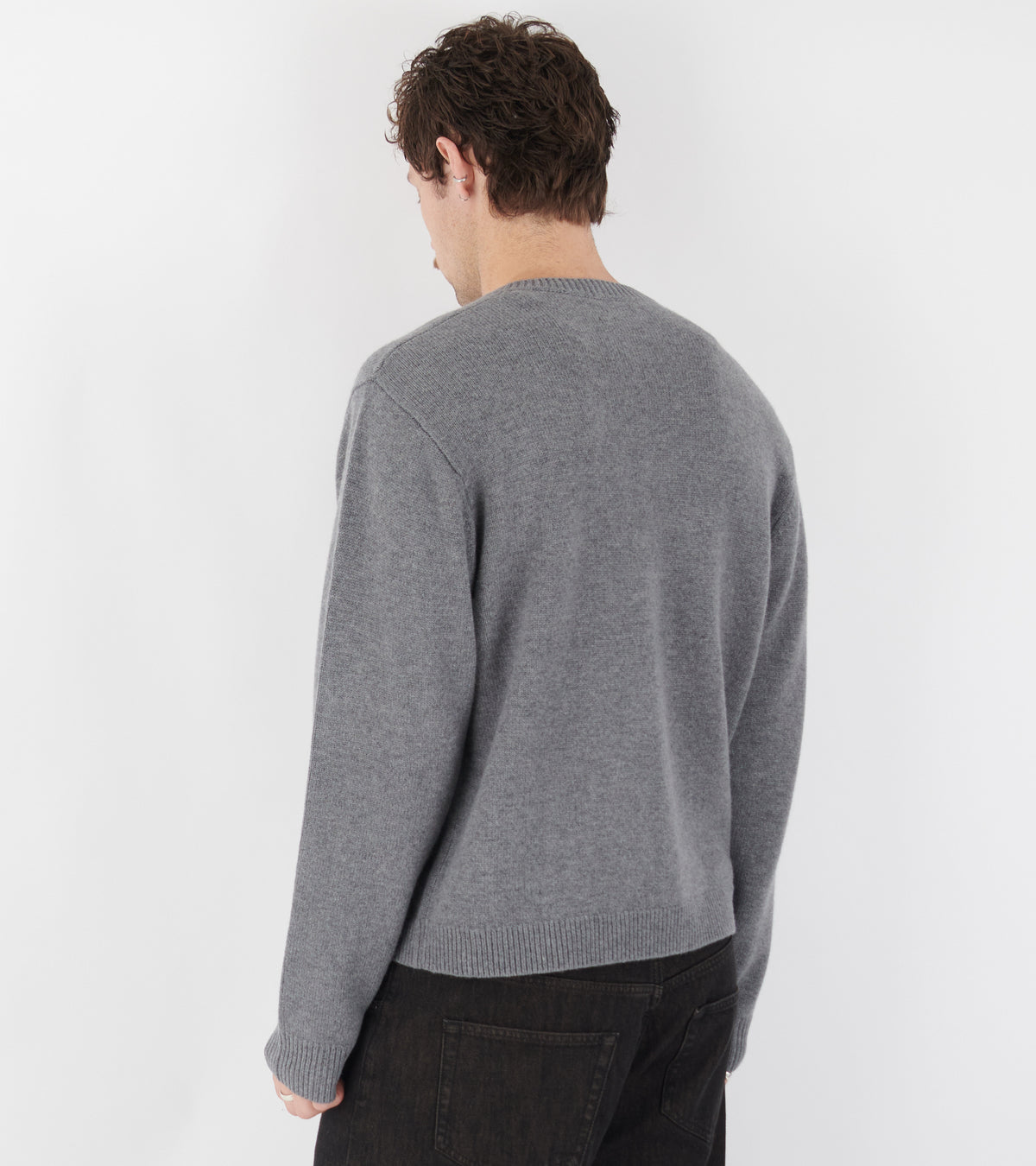 Cardigan Boiled Wool Light Grey