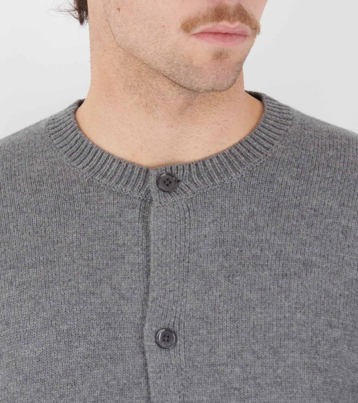 Cardigan Boiled Wool Light Grey