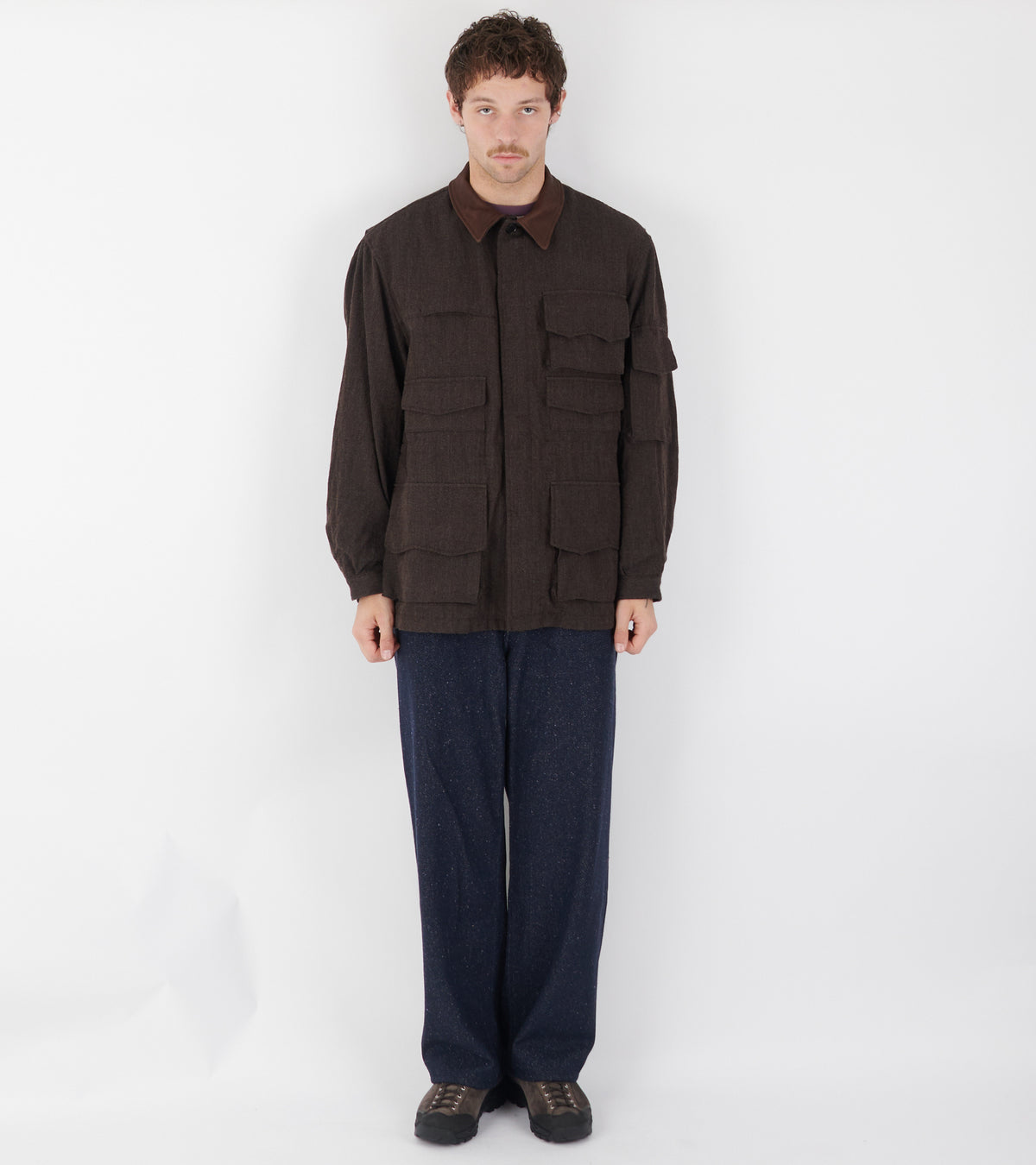 Wool Herringbone Explorer Jacket Top Brown