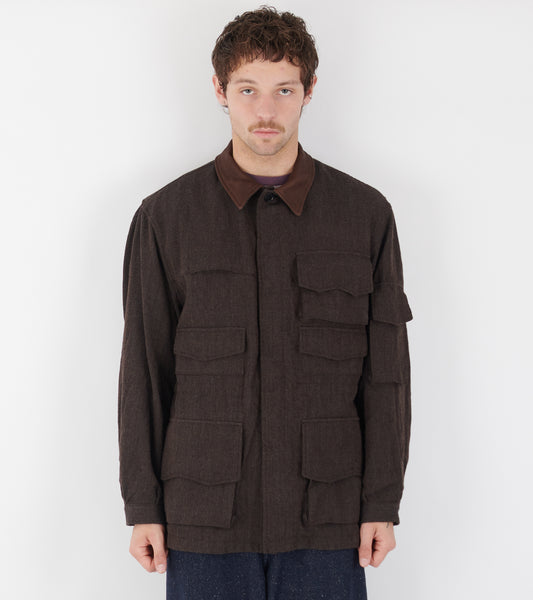 Wool Herringbone Explorer Jacket Top Brown