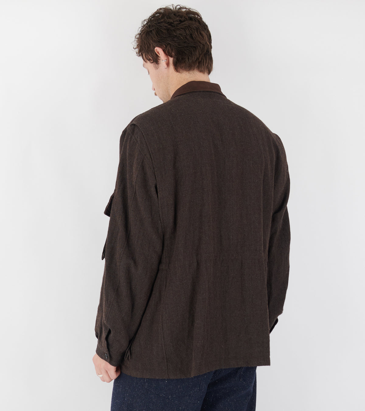Wool Herringbone Explorer Jacket Top Brown
