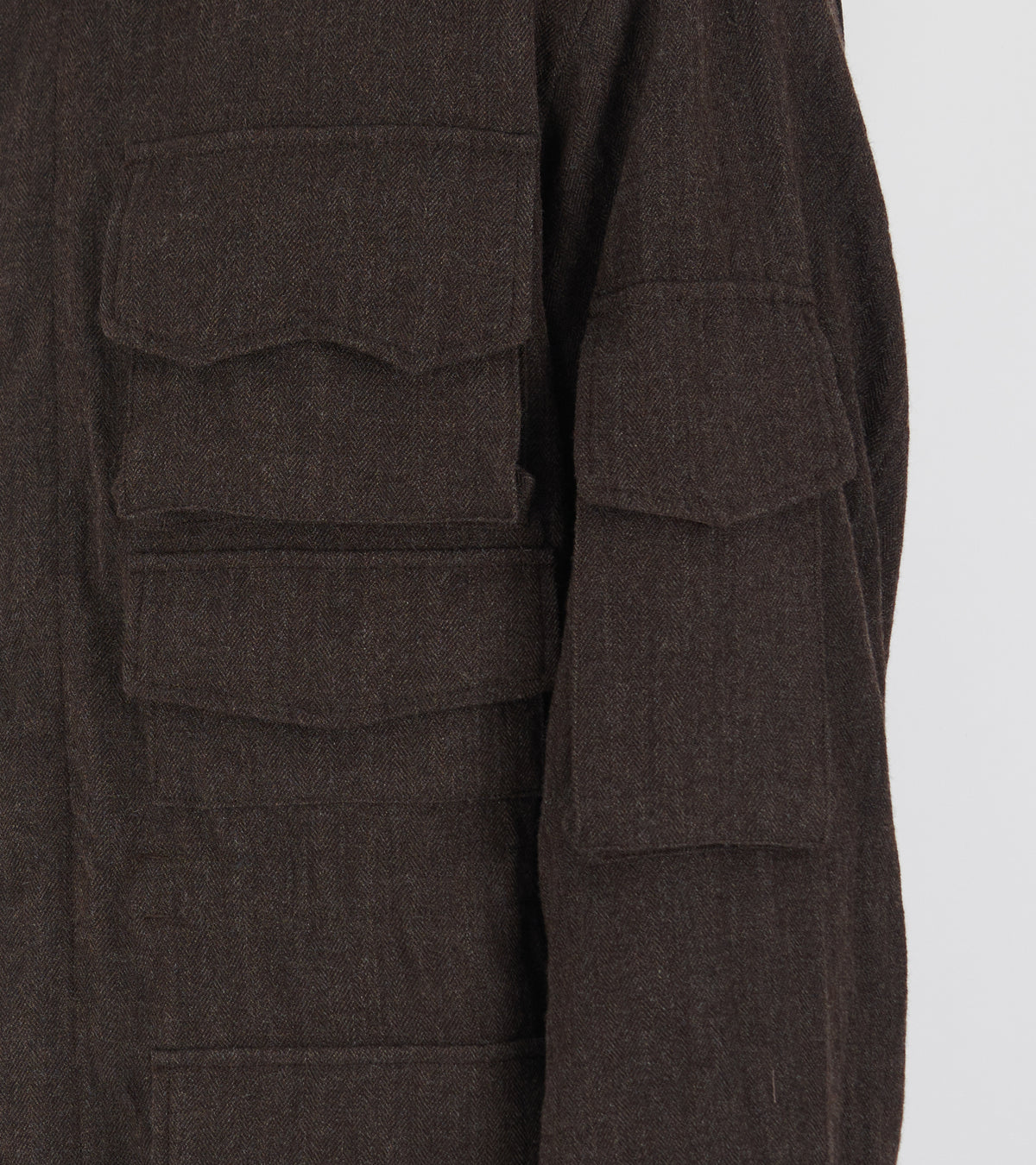Wool Herringbone Explorer Jacket Top Brown