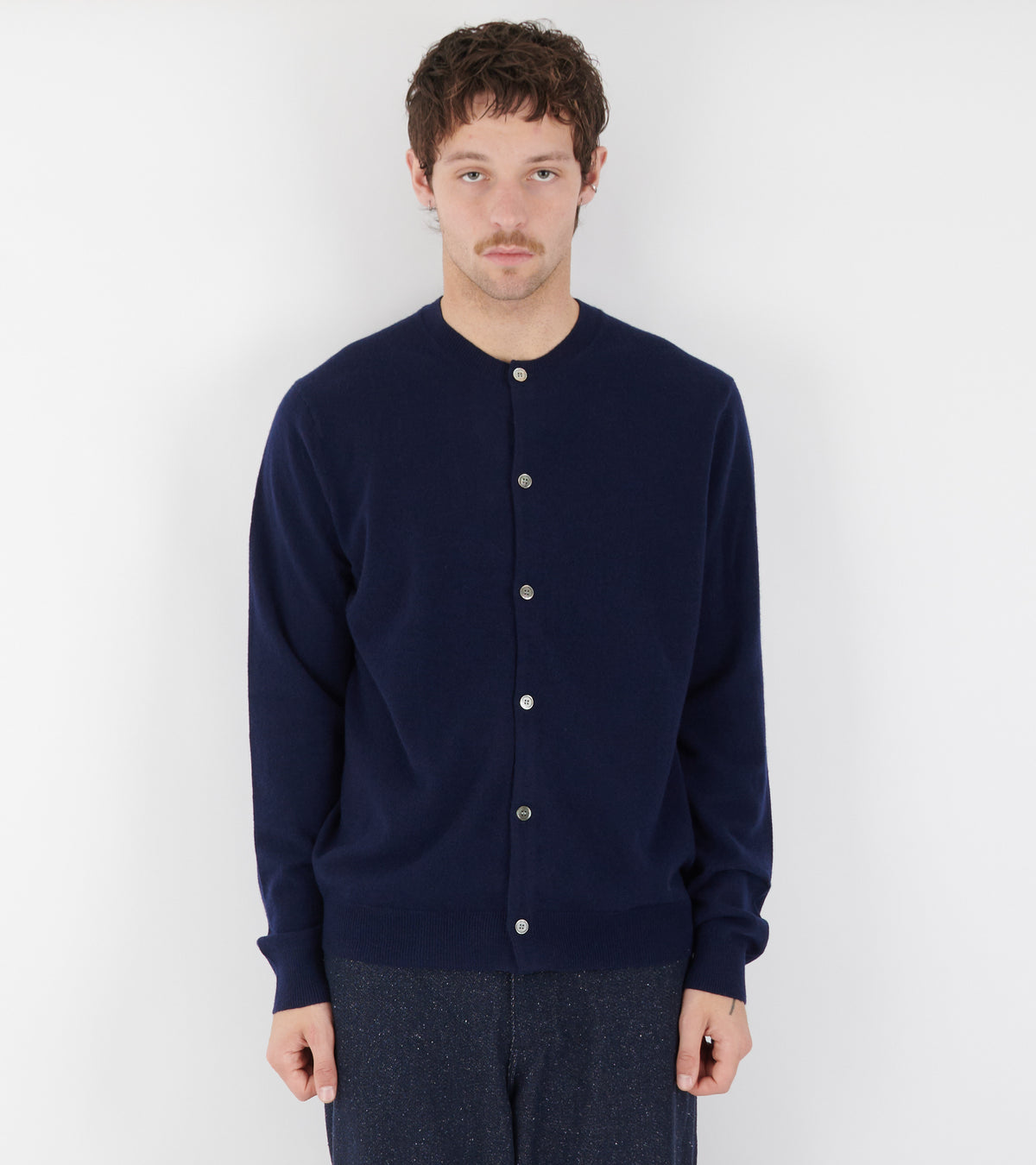 O-neck Lambswool Cardigan Navy