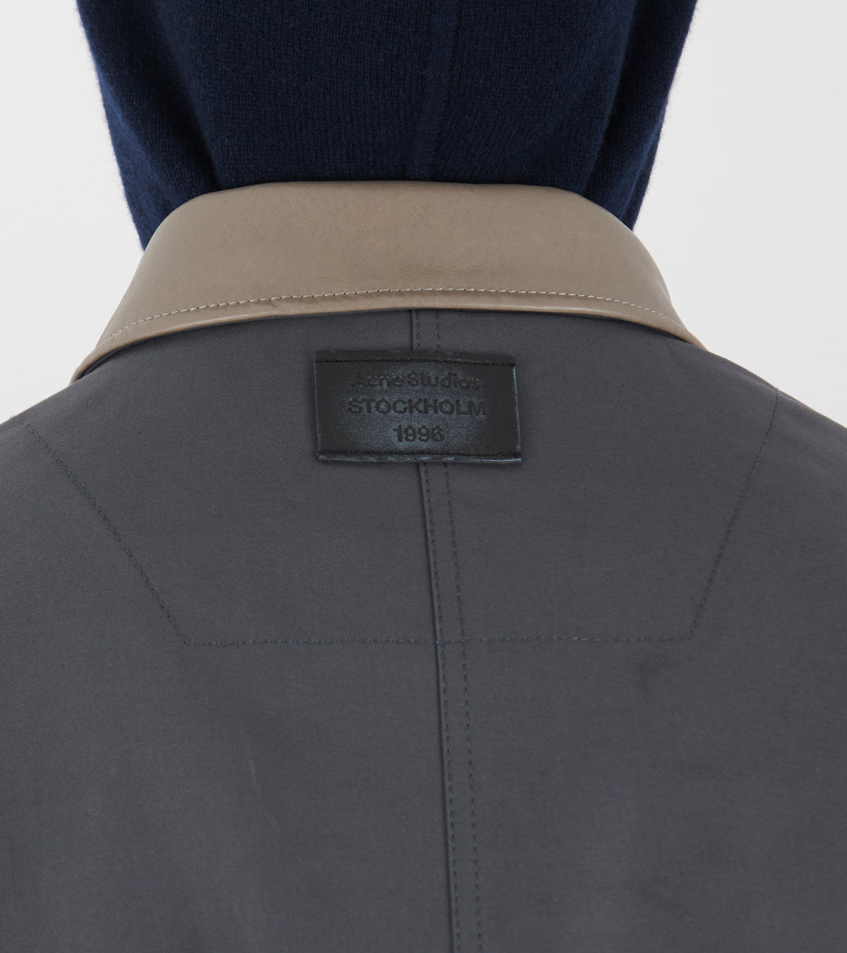 Bomber With Leather Collar Carbon Grey