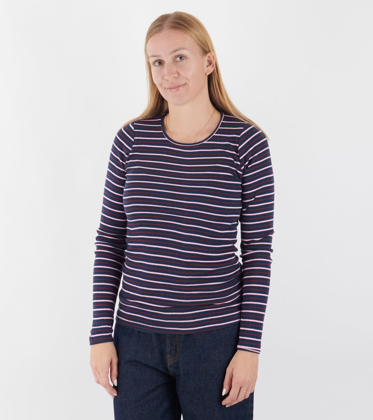 101 Rib Tricolore Marine/Aubergine/Pink