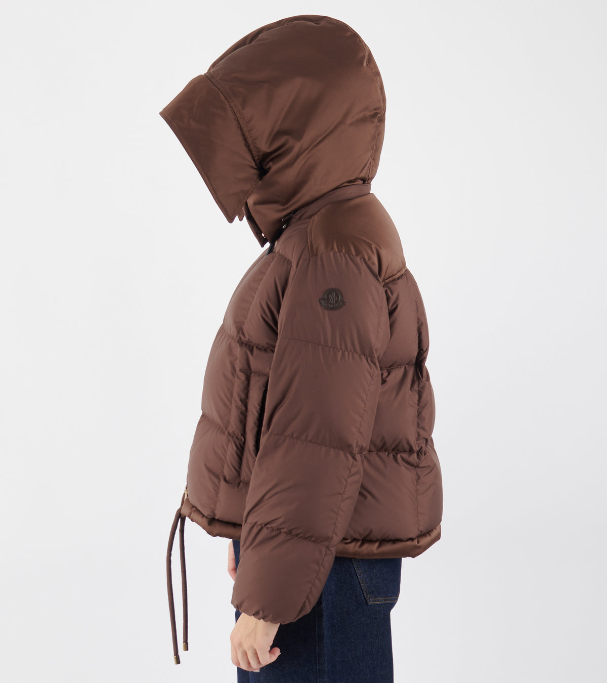 Legerete Square-Quilted Hooded Short Down Jacket Brown