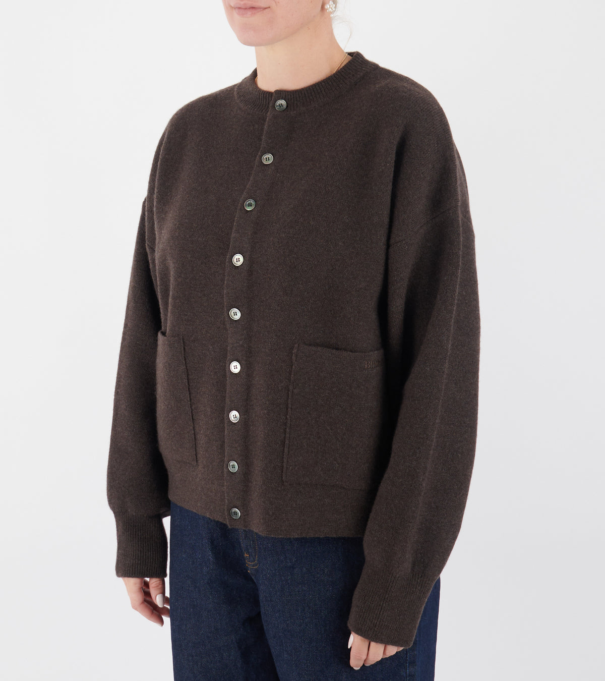 Merino Round Cardigan Brown
