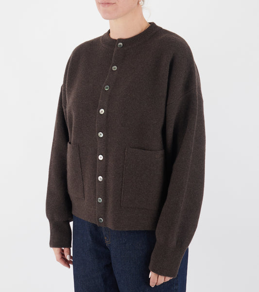 Merino Round Cardigan Brown