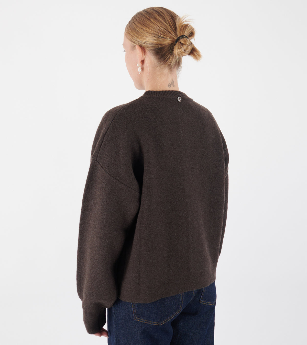 Merino Round Cardigan Brown