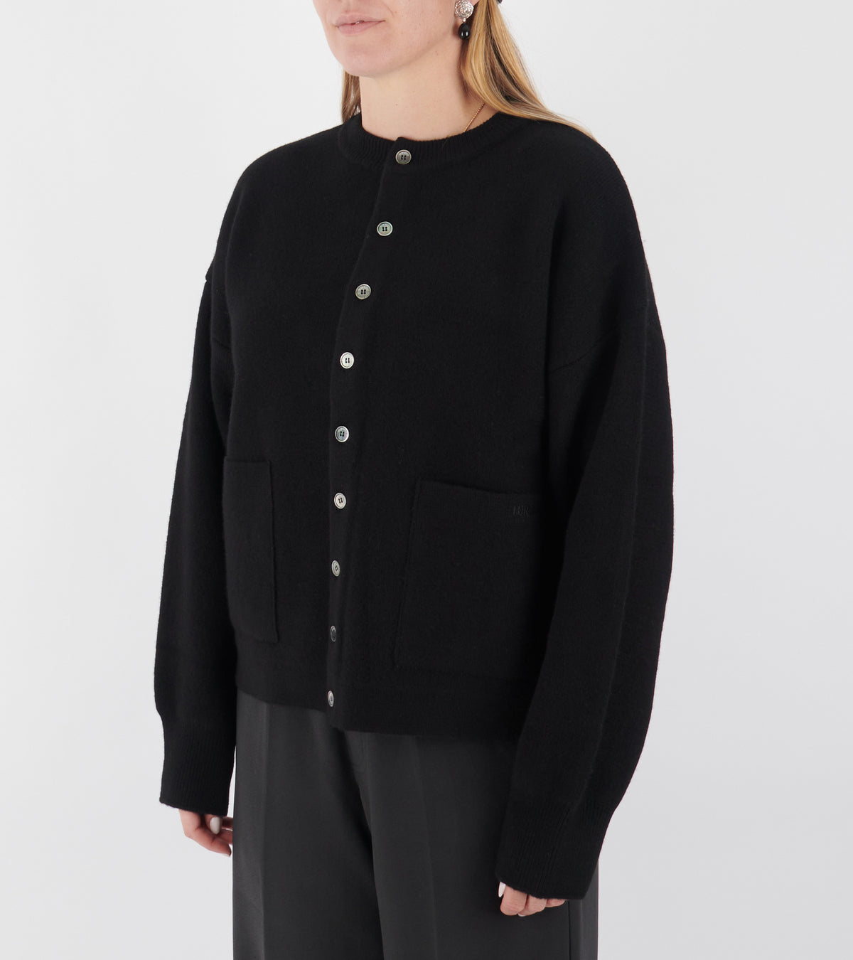 Merino Round Cardigan Black