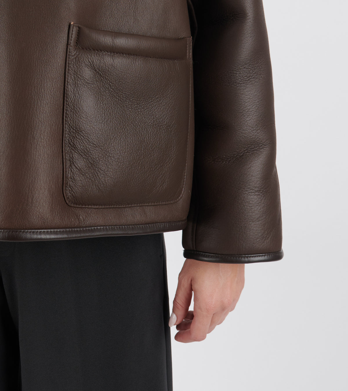Leather Back Curly Hair Sheepskin Avis Jacket Chocolate/Cream