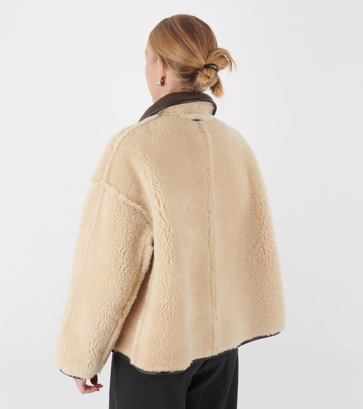 Leather Back Curly Hair Sheepskin Avis Jacket Chocolate/Cream