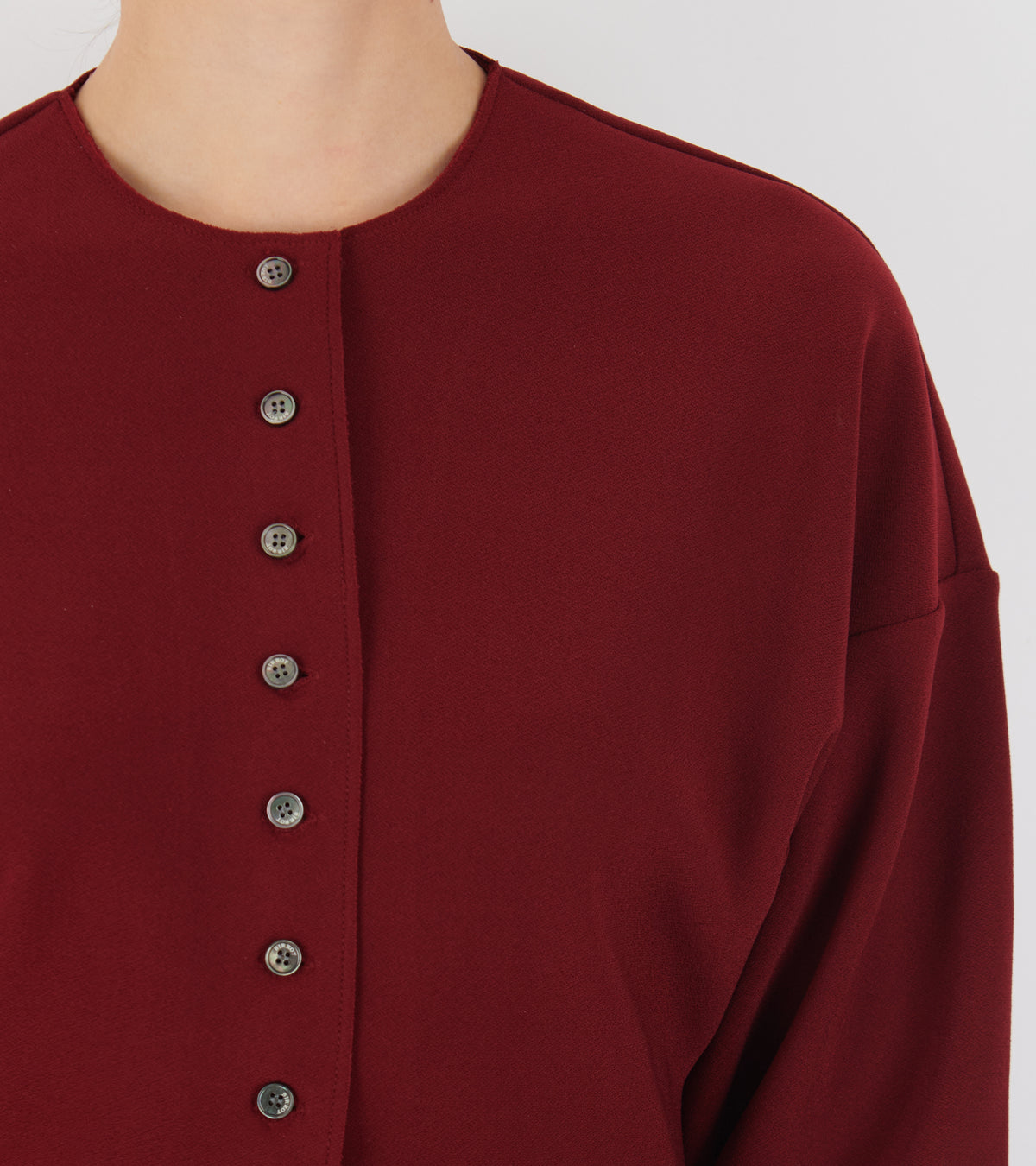 Lay2 Round-Neck Cardigan Burgundy