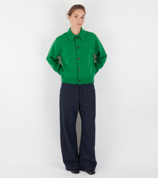 Super Fine Wool Knit Cardigan Green