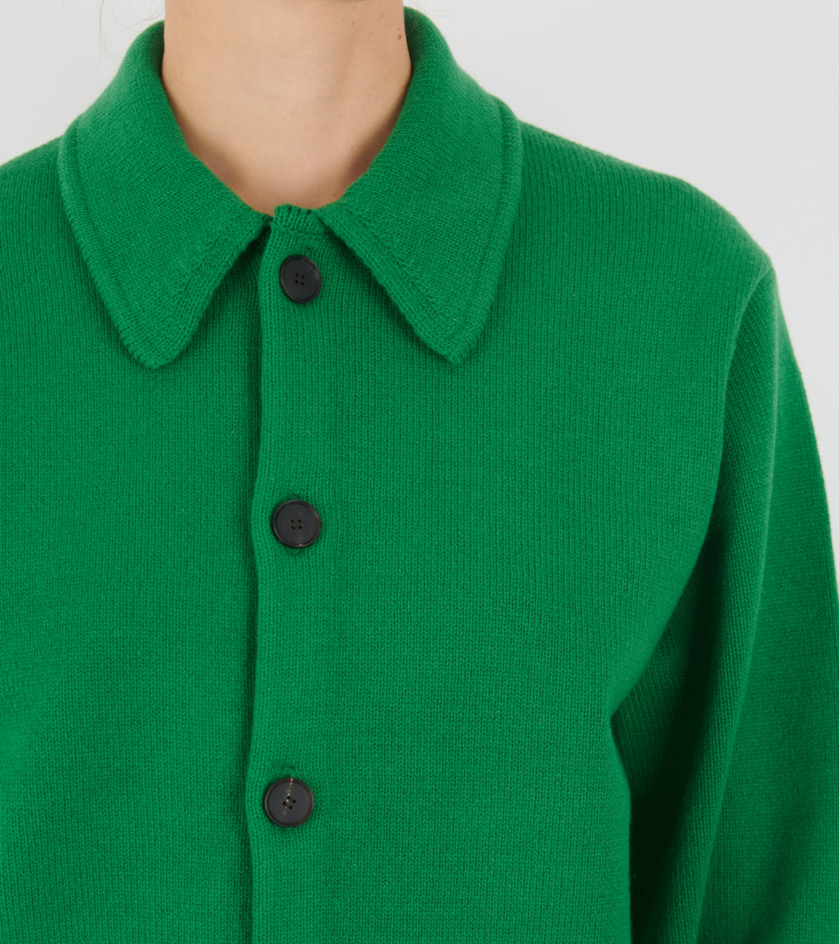 Super Fine Wool Knit Shirt Cardigan Green