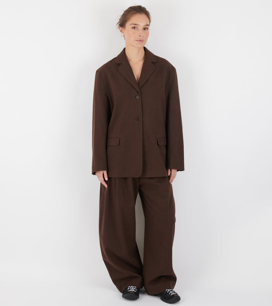 Japanese Cotton/Linen Gabardine Robyn Trouser Espresso