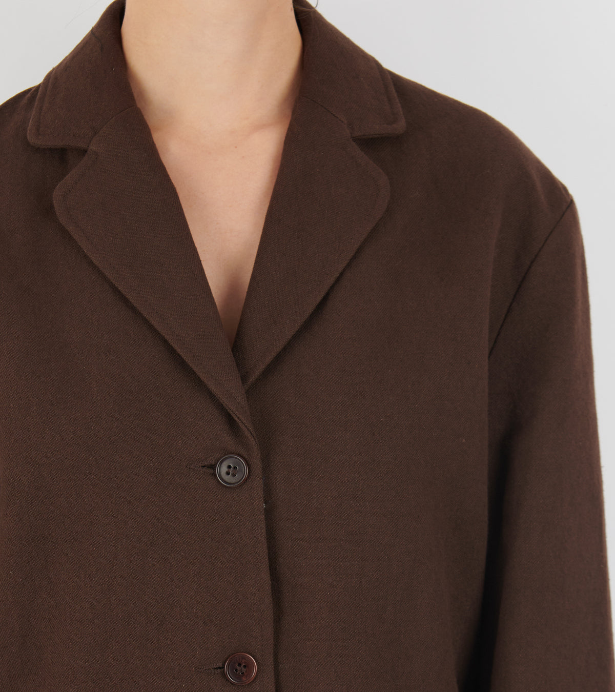 Japanese Cotton/Linen Gabardine Andie Blazer Espresso