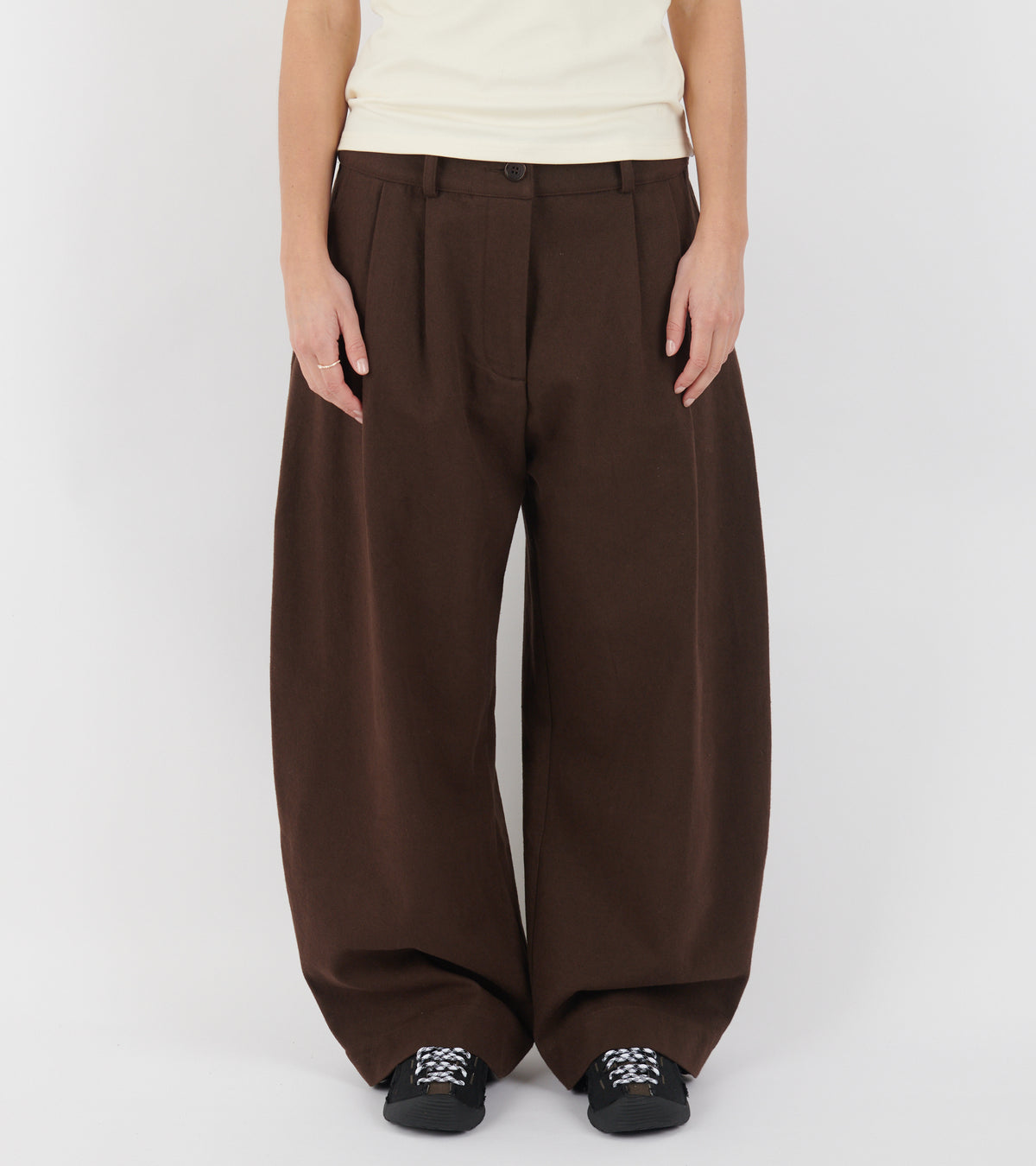 Japanese Cotton/Linen Gabardine Robyn Trouser P16 Espresso