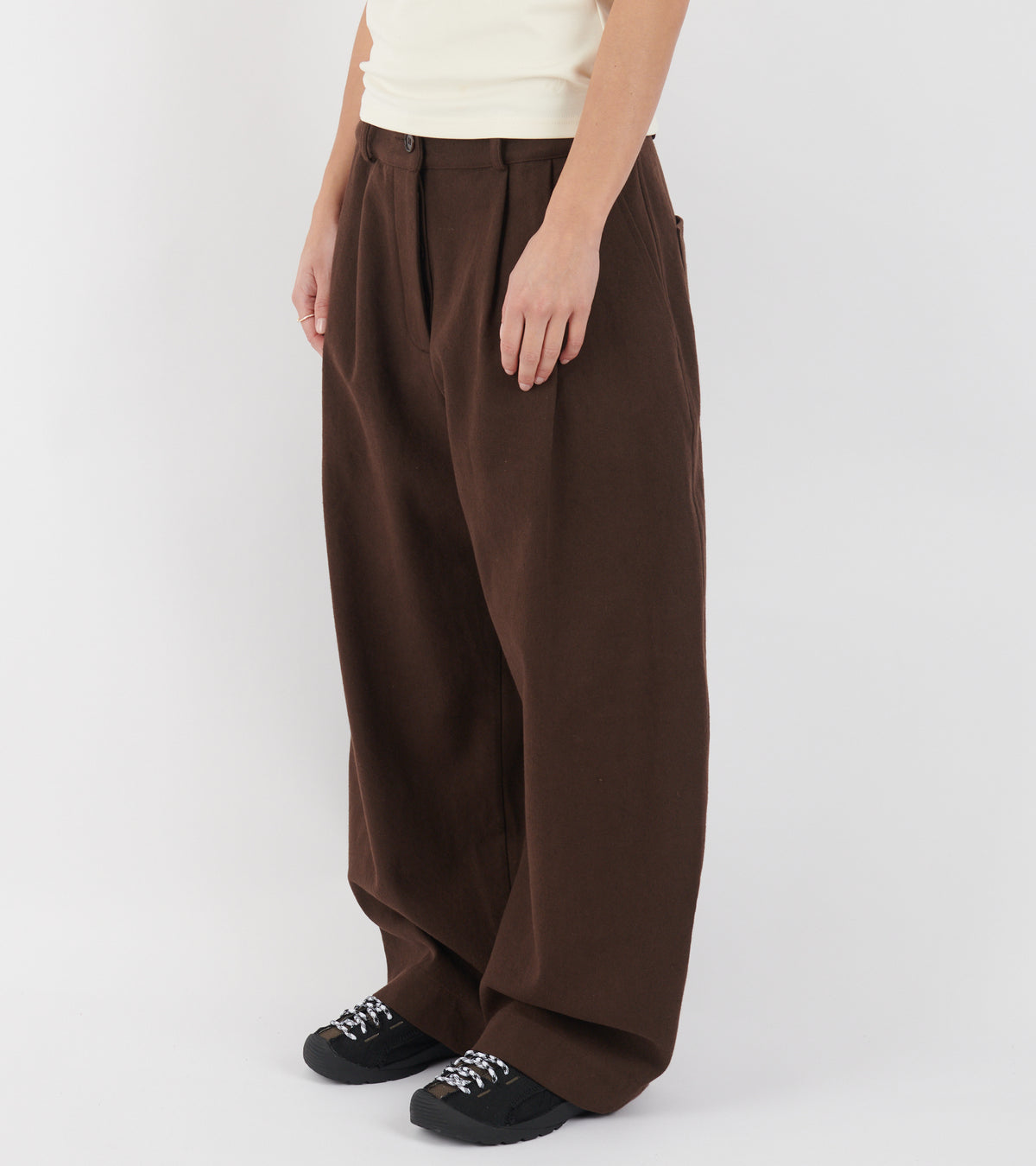 Japanese Cotton/Linen Gabardine Robyn Trouser P16 Espresso